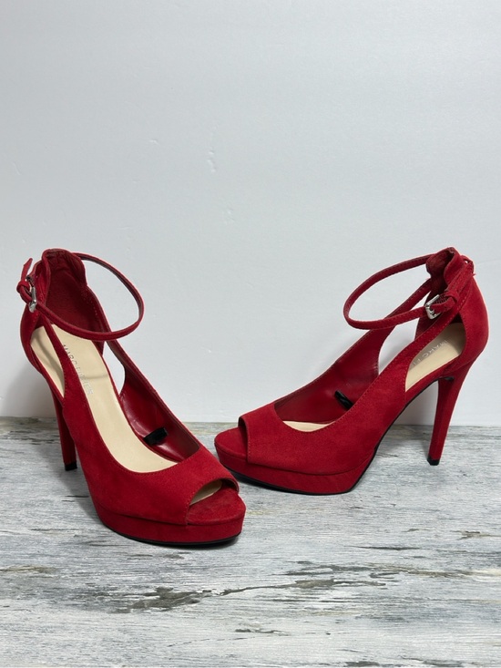Marc Fisher Shoes - Marc Fisher Red Sexy Suede Peep-Toe Ankle-Strap Heels Women's size 8M Stilettos‎